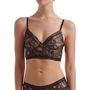 NWT Wolford Nets and Roses Crop Top Bra Black 34E